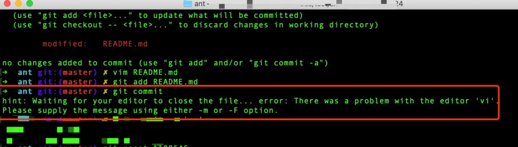 git commit 使用vim提交出错